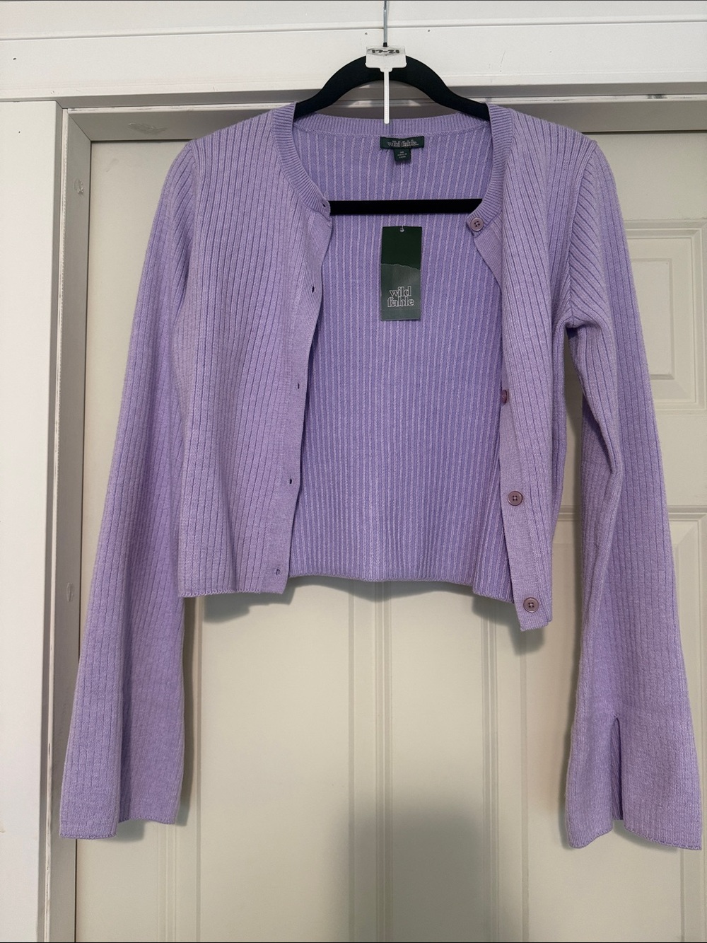 wild fable Lavender Ribbed Button-Front Cardigan